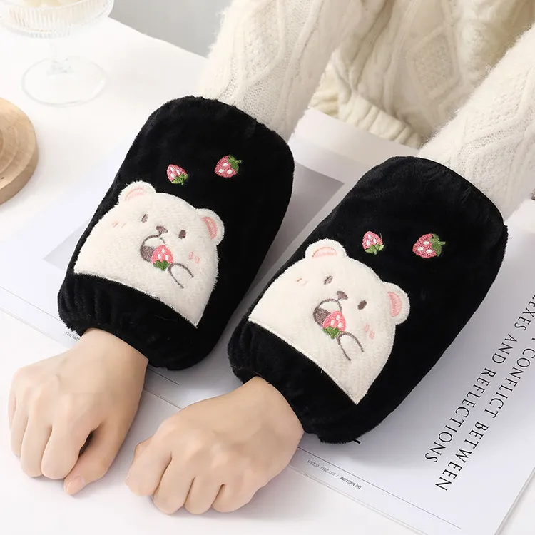 可爱学生袖套秋冬短款耐脏护袖成人工作办公防污袖头毛绒耐磨套袖