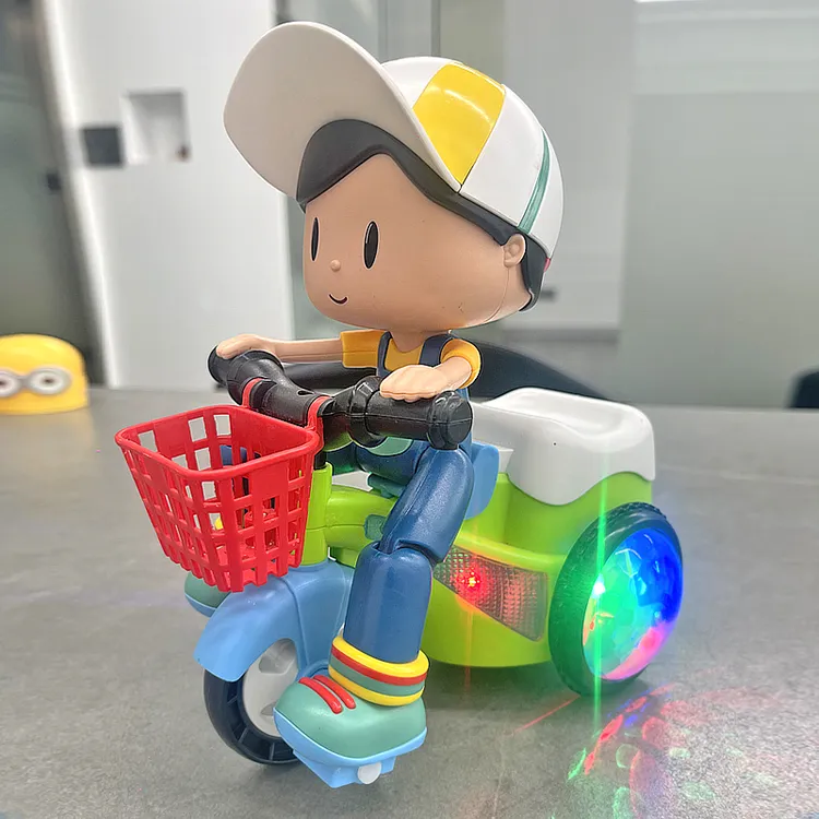 儿童电动大头特技三轮车音乐灯光特技旋转炫舞男女孩玩具1-3岁2