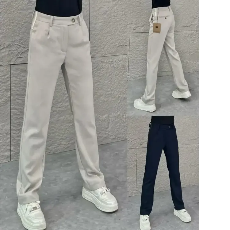 秋季高端精纺直筒休闲裤潮流百搭垂感修身男士直筒裤纯色简约长裤