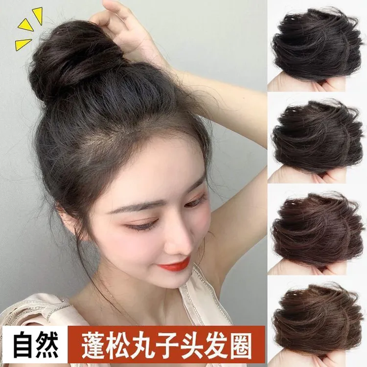 懒人丸子头假发发圈网红盘发神器蓬松仿真发花苞头时尚假发包发饰