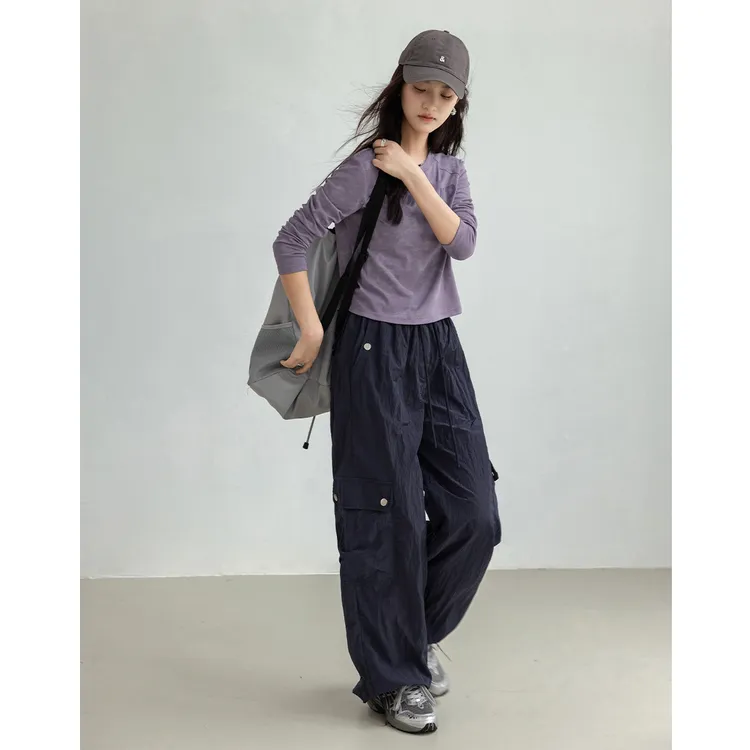 德·玛纳正肩印花T恤轻薄柔软日常休闲小宽松合身显瘦长袖圆领