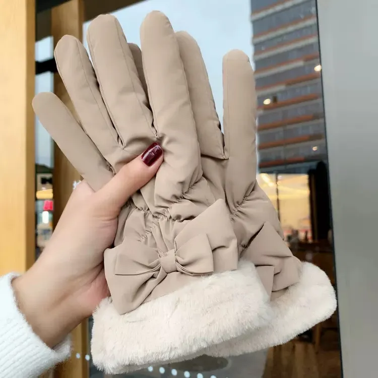 羽绒手套女冬保暖加绒加厚骑行电动车摩托车防滑防寒防水防冻触屏