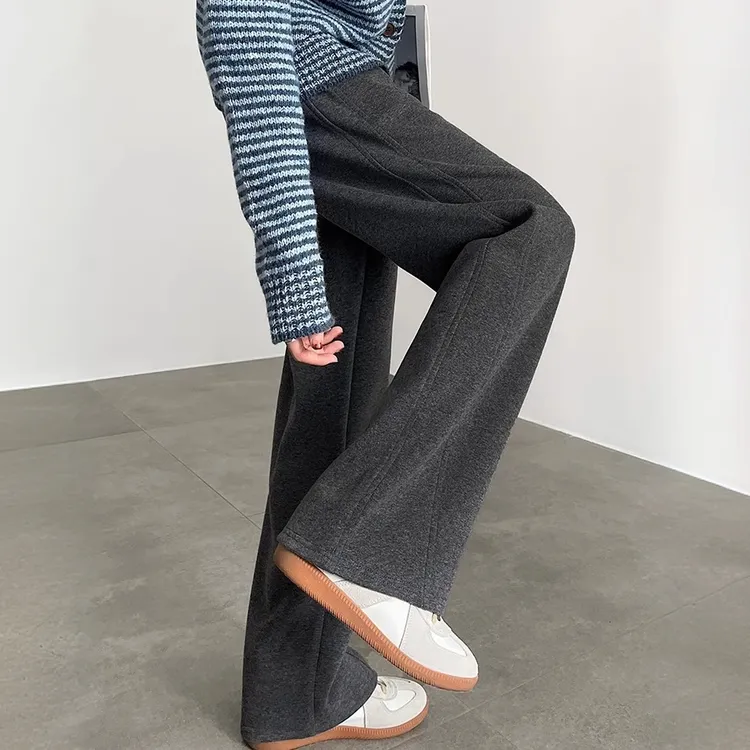 垂感毛呢香蕉裤女2024冬季加绒梨型身材宽松显瘦窄版阔腿休闲卫裤