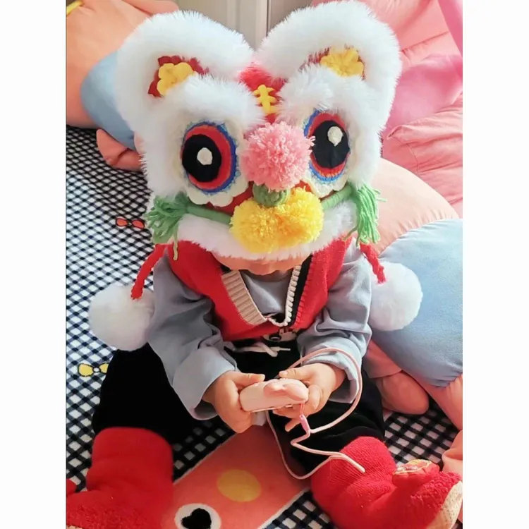 手工diy虎头帽材料包秋冬毛线编织儿童护耳帽子传统舞狮帽送工具