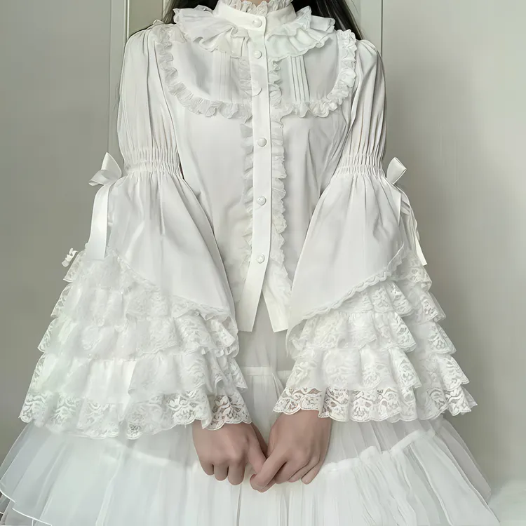 【洛丽塔内搭】法式复古蕾丝doll感Lolita姬袖衬衫长袖立体百搭内搭