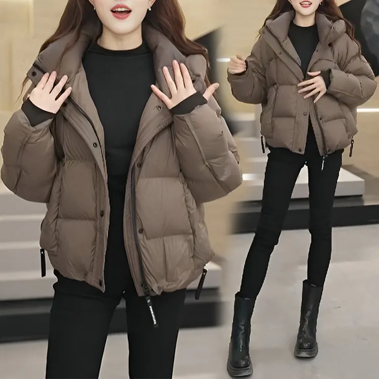2025年秋冬新款韩版棉服外套女小个子连帽宽松百搭夹棉加厚面包服