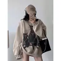 GLASSHOUSE秋冬重磅复古杜宾犬印花宽松长袖卫衣女圆领显瘦大版