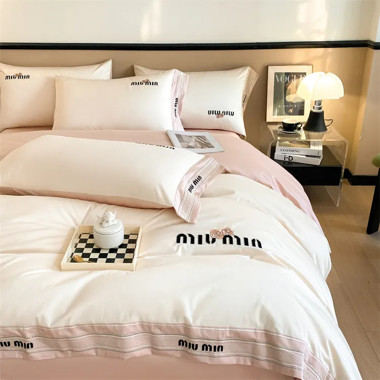 轻奢长绒棉四件套全棉100纯棉2024新款高级感被套床单笠床上用品4