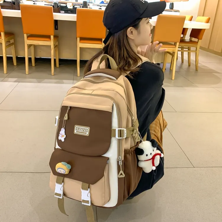 书包女校园风日系女生初中高中生大容量高颜值韩版双肩背撞色背包