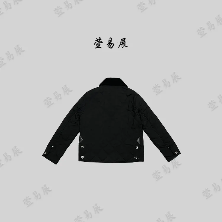 萱易展-秋冬轻奢气质经典菱格短款百搭翻领棉服-101501