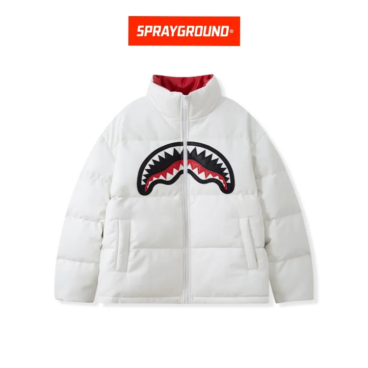 SPRAYGROUND 鲨鱼嘴羽绒服PU皮外套冬季潮流宽松立领XB WD941303