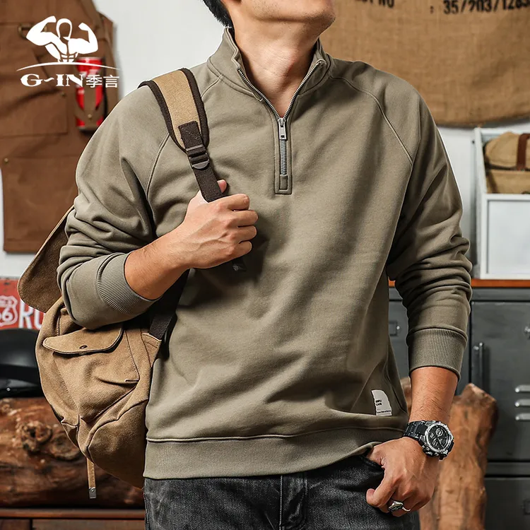 400G重磅卫衣男纯棉加厚2025新款秋冬款半拉链立领高级感冬天外套