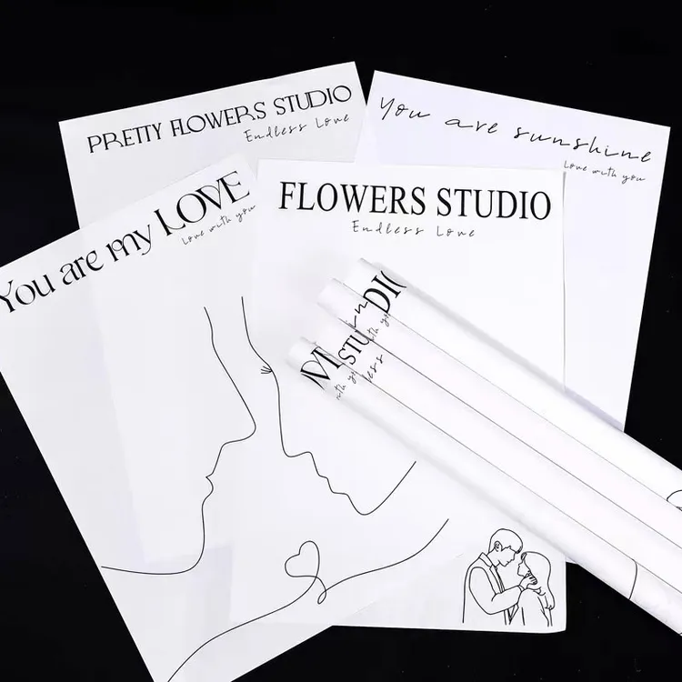 简约网红纸防水加厚哑光膜花艺花束英文字母鲜花包装材料diy手工