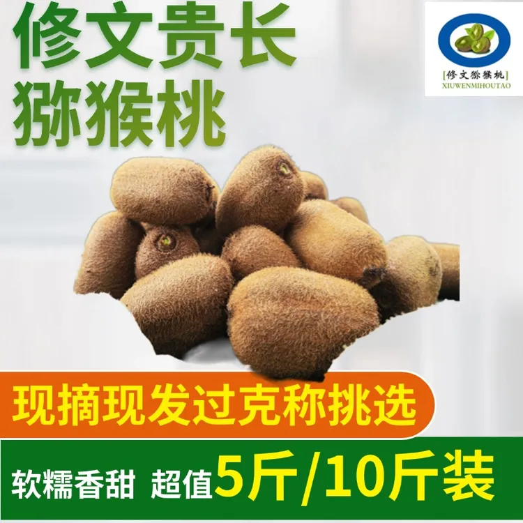 现摘现发贵州修文贵长猕猴桃单果50-90g以上净重5斤/10斤