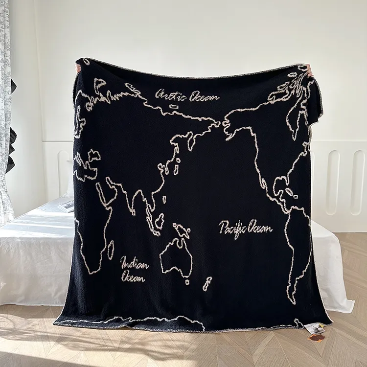 裕途家纺INS风宿舍针织绒毯美式毛毯单人被子靠垫盖毯枕靠车载