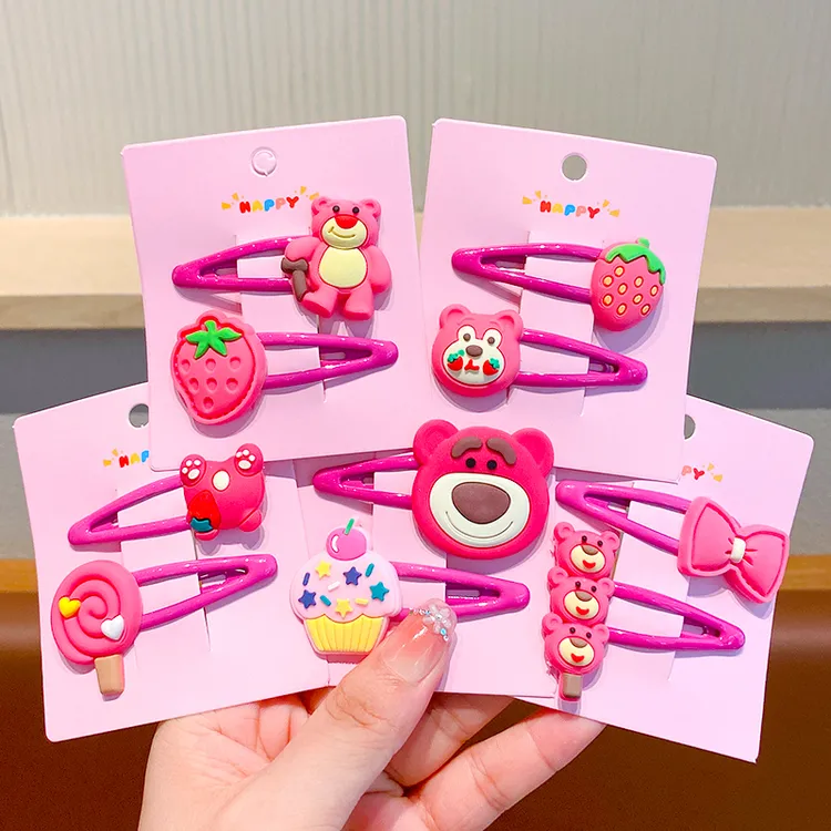 儿童超萌可爱草莓熊卡通发夹女宝宝发饰刘海夹子头饰女童发卡bb夹