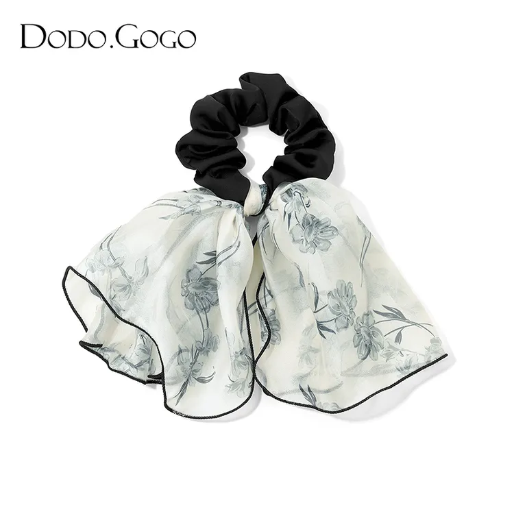 DODOGOGO国风清新百搭水墨画飘带蝴蝶结发圈