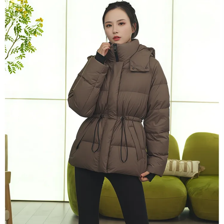 【DoubleYes】2024新款鹅绒服女款轻奢收腰连帽时尚短款