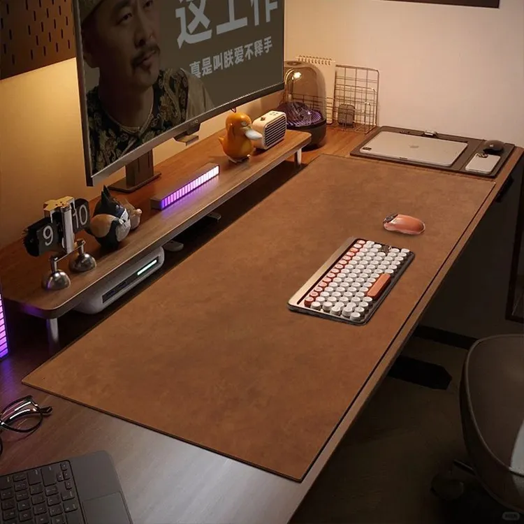 双面牛皮纹高端电脑办公桌垫复古牛皮鼠标垫免洗防水写字台桌布商品图