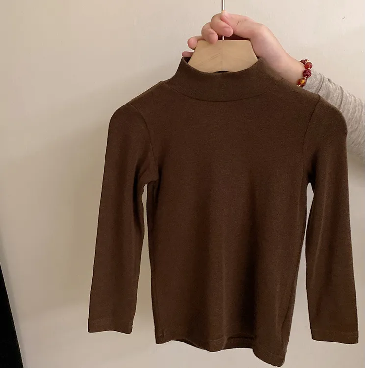 R23562春秋新款女童百搭半高领洋气打底衫内搭