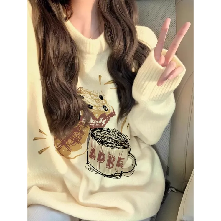 【帝韵】日系圆领毛衣女秋冬软糯小众慵懒风套头针织衫百搭长袖上衣