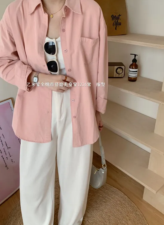 秋冬小个子穿搭复古港风2023新款设计感磨毛叠穿内搭加厚女衬衣