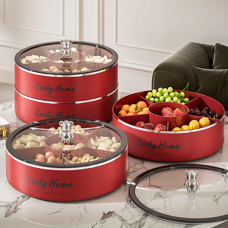过年果盘家用客厅茶几水果盘糖果盒干果盒零食摆盘收纳盒喜庆年货商品图
