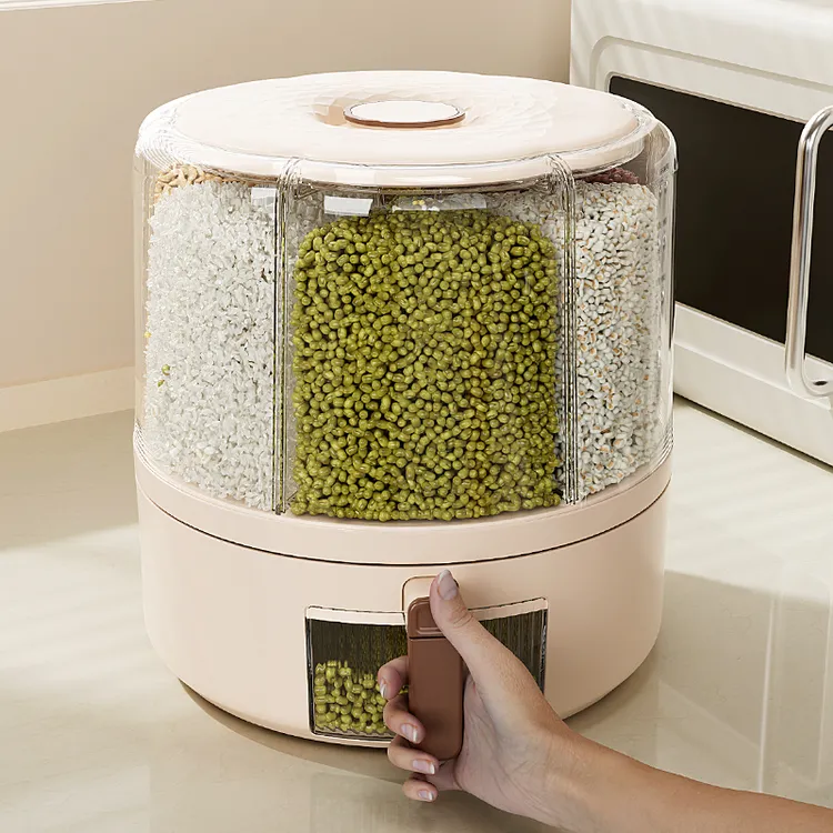 五谷杂粮收纳盒旋转分格家用米桶防虫防潮密封食品级装大米缸米箱