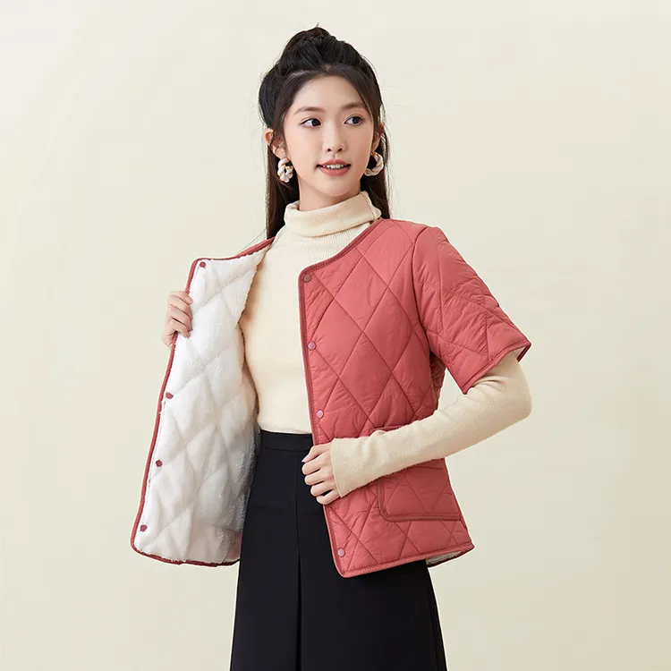 加绒加厚内穿女百搭中老年冬季保暖内胆秋冬半袖马甲外穿棉衣棉服