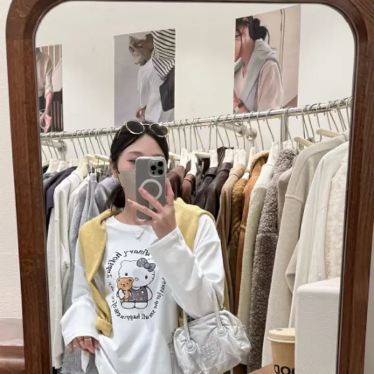 Mx• 百搭简约hellokiti卫衣长袖卡通打底