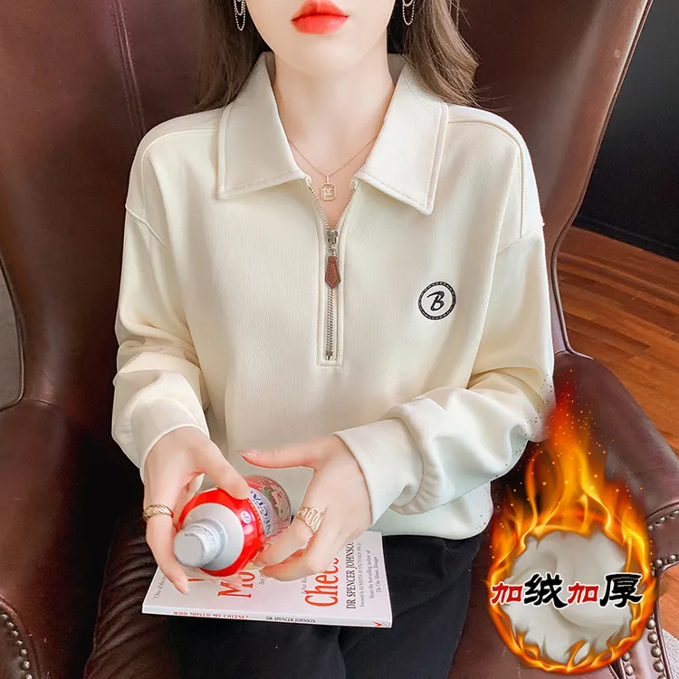 秋冬新款百搭洋气连帽卫衣女款套头设计感时尚休闲潮流加绒加厚