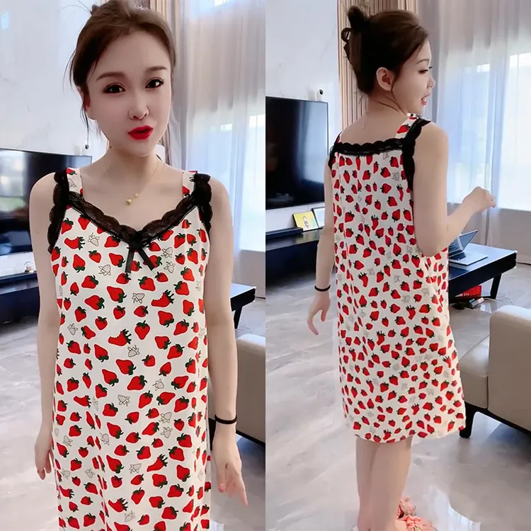夏天新款睡裙女薄款无袖吊带裙冰冰凉凉韩版宽松舒适家居连衣裙女