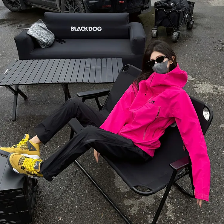 临典LDAB玫红色冲锋衣款外套男女2025春户外防风防水三合一登山服