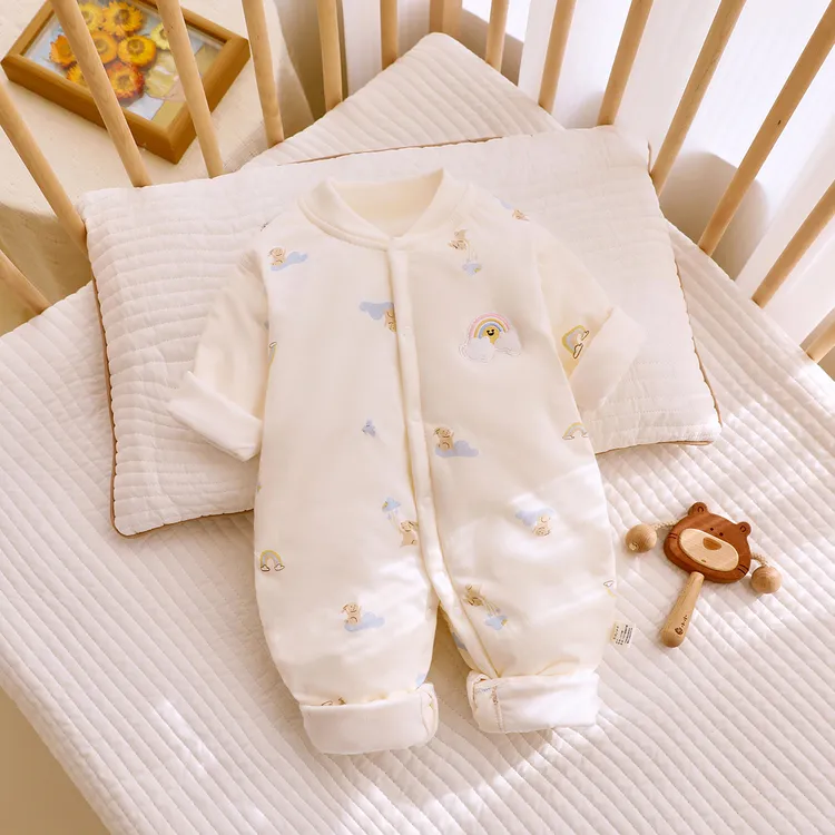 秋冬婴儿连体棉袄薄衣服夹棉中厚新生儿棉服40g棉衣春季外套