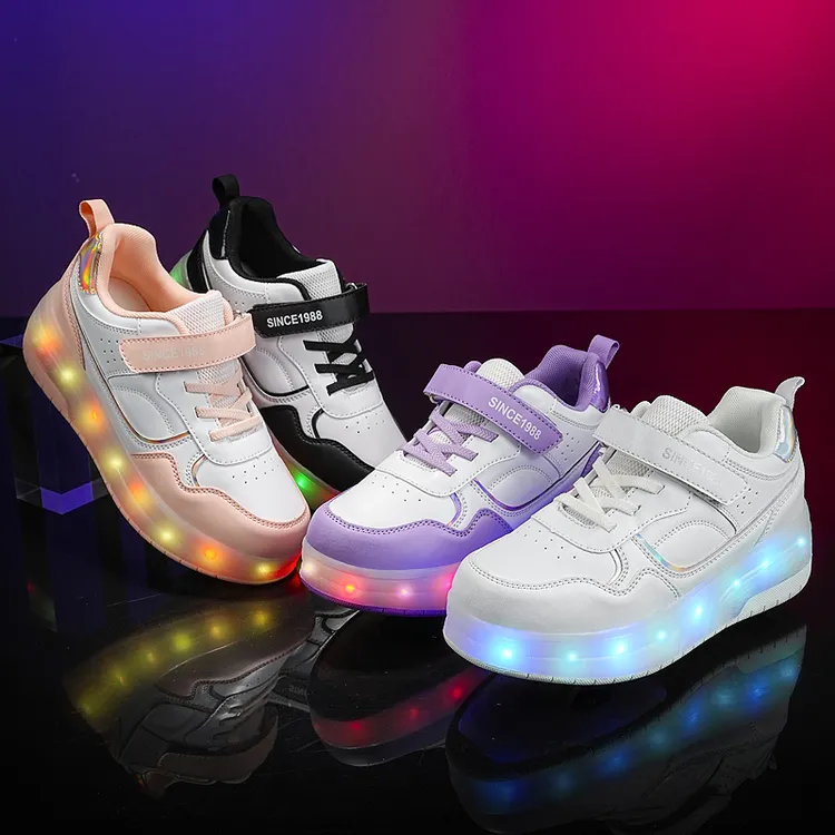 春夏儿童暴走鞋双轮男女童6-12岁透气学生轮子鞋可收缩带灯轮滑鞋商品图