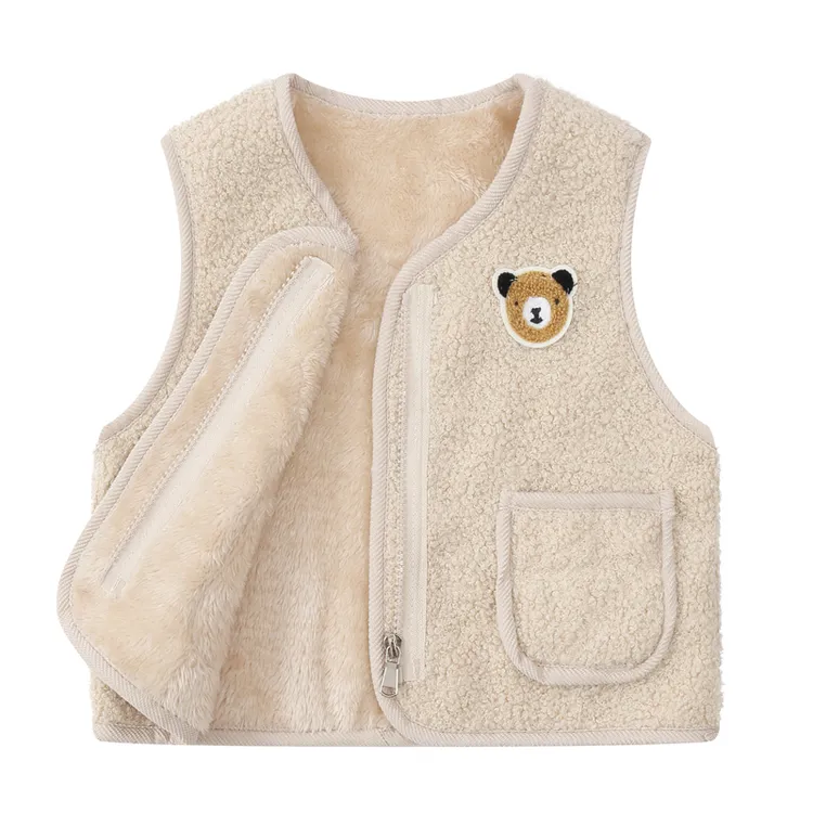 宝宝加绒马甲秋冬季儿童背心羊羔绒保暖男童女童马夹幼儿园内外穿
