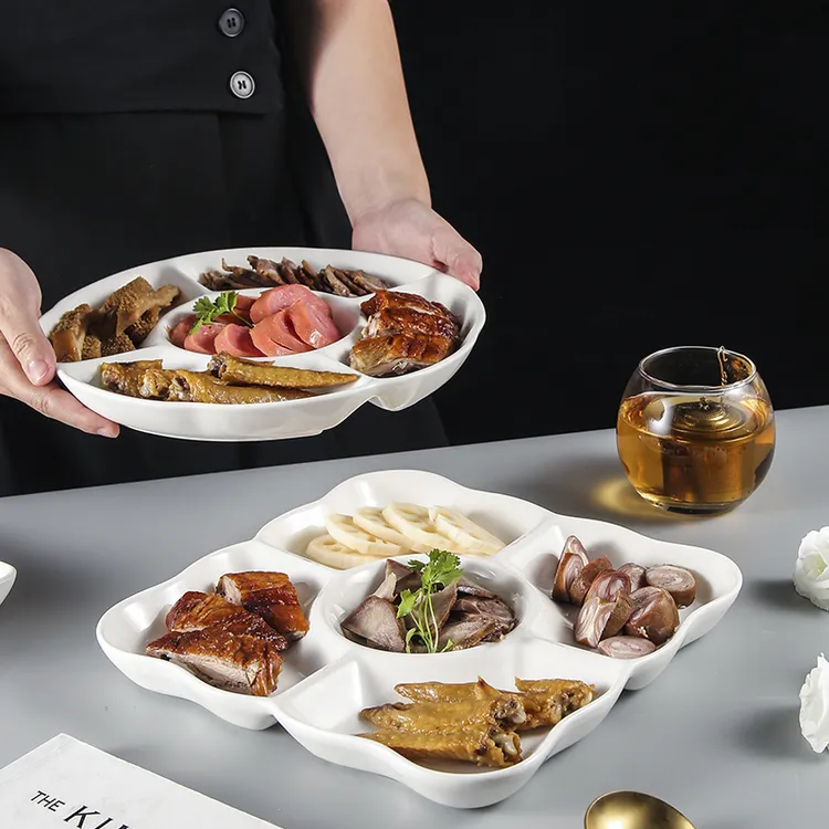 卤水拼盘酒店饭店专用家用干果点心小吃分格盘多格五格盘陶瓷餐盘