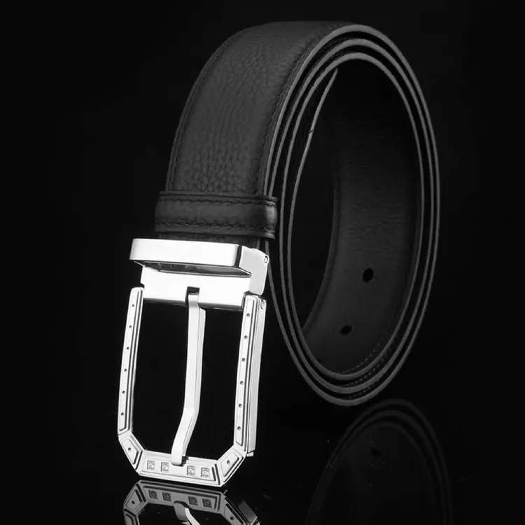 史蒂芬真皮鹰头镶钻针扣头层牛皮高档男士裤带皮带高档优雅腰带男
