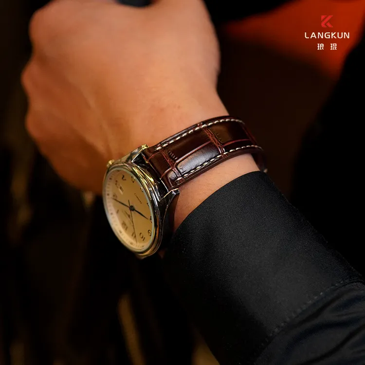 琅琨适用于浪琴真皮表带名匠月相军旗表带康卡斯表带进口头层牛皮