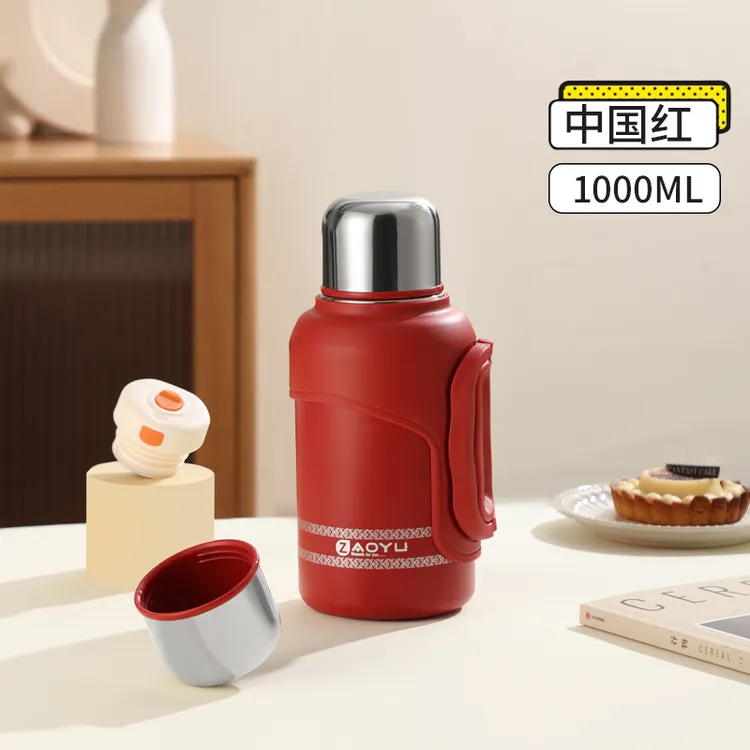 金刚壶中国红便携316不锈钢茶水分离长效保温保冷壶大容量