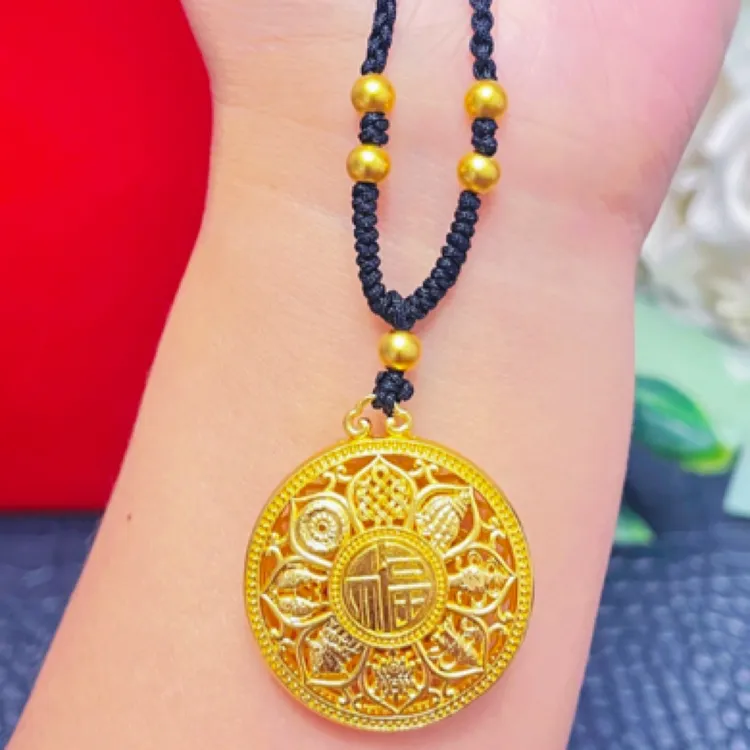 铜合金吊坠 精工版 八宝罗盘吊坠双面福牌项链 四颗珠珠款