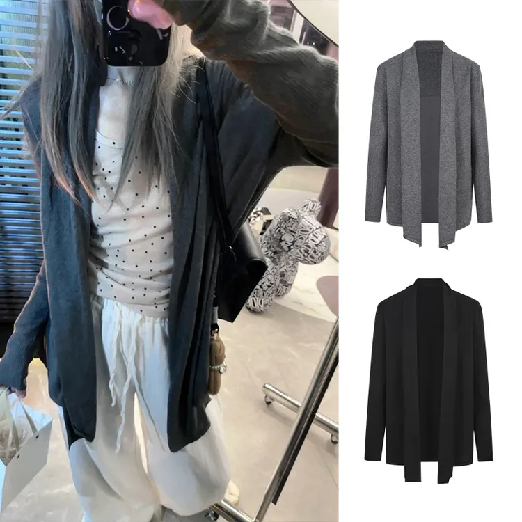 Moses Queen/魔西女王RO纸片人针织开衫中长款慵懒风宽松坎肩外套