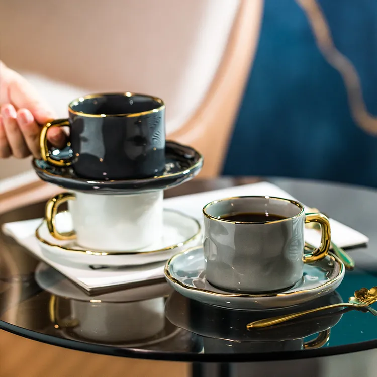 高档水杯咖啡杯碟勺陶瓷杯精致北欧家用复古下午茶套装咖啡杯陶瓷