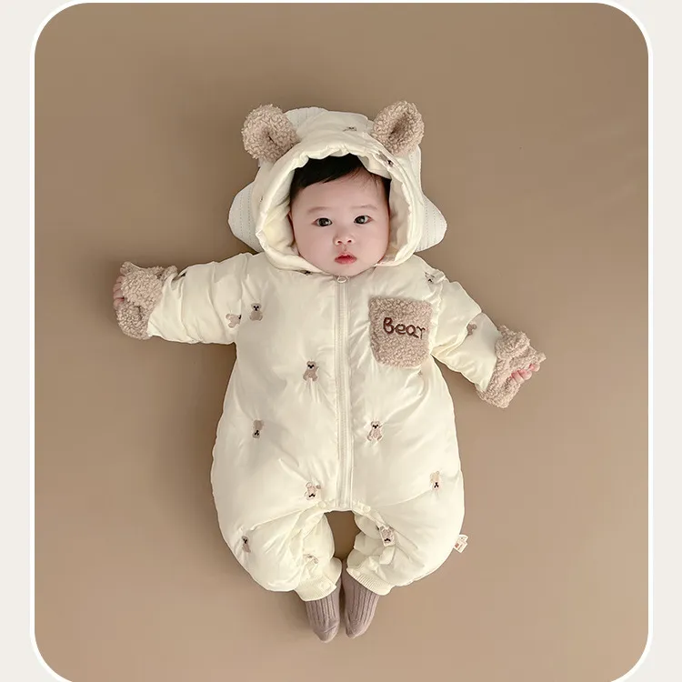 婴儿连体衣冬装夹棉宝宝衣服秋冬款套装棉衣爬服婴幼儿冬天外出服