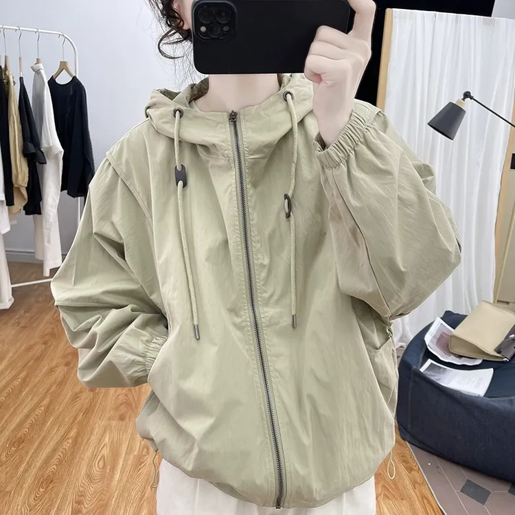 连帽冲锋衣外套女士2025春秋新款韩版宽松休闲小个子百搭夹克上衣