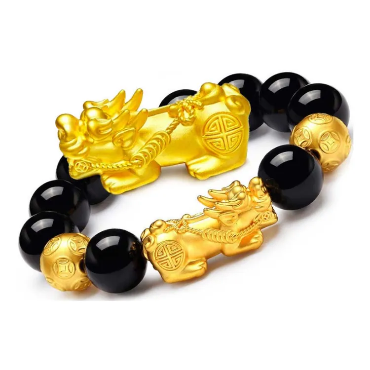 【不掉色】高端大气貔貅手链12MM男女同款经典百搭时尚黑耀石手串