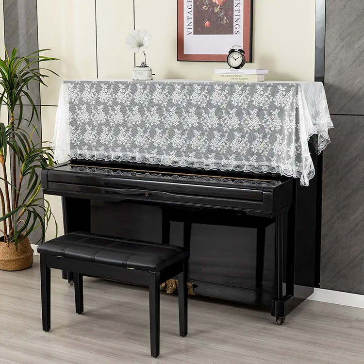 现代简约法式蕾丝 钢琴罩盖布纱巾半罩琴顶遮灰布电子琴防尘盖巾