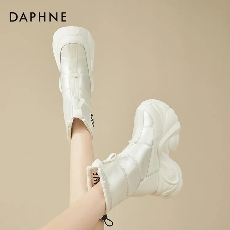 达芙妮内增高雪地靴女款2025新款冬季女鞋加绒加厚东北防寒大棉鞋