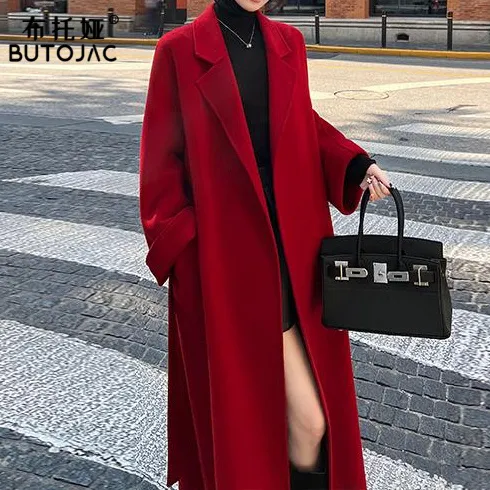 红色高端双面羊绒大衣女2025年秋冬新款显瘦气质结婚穿毛呢子外套