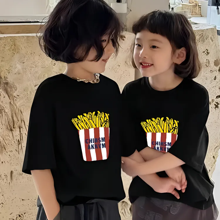 亲子款儿童短袖纯棉T恤女童上衣服男童夏季中大童宝宝体恤小女孩